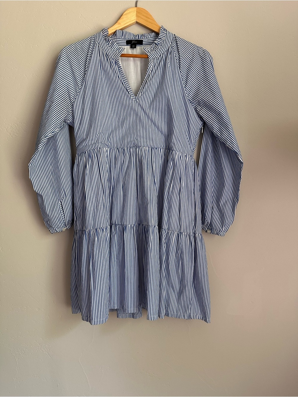 Women's Blue & White Striped Tiered Dress - Unbranded
